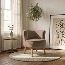 Poltrona Cadeira para Sala de Jantar Confortavel Moderna Ergonômica Tecido Veludo Pés de Madeira Resistente