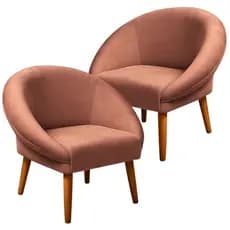 Jogo 2 Poltronas Confortável Elegante Tecido Veludo Reforçado para Sala de Estar