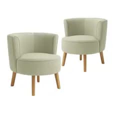 Jogo 2 Poltronas para Sala de Estar Moderna Recepção Tecido Veludo Ergonômica Pés de Madeira