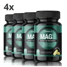 4x Magnésio Treonato Mag3 60 Comprimidos Mastigáveis 1000 Mg