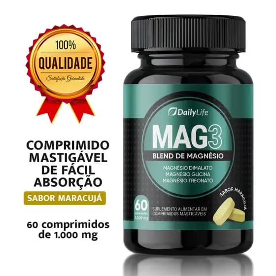 Magnésio Treonato Blend de Magnésio 60 Comprimidos Mastigáveis Sabor Maracujá - DailyLife