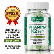 Vitamina K2 MK7 60 Comprimidos 1000mg  Mastigáveis Sabor Limão