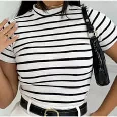BLUSA LISTRADA MODA TENDENCIA VERÃO 2025 CANELADA