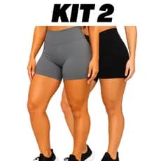 kit 2 Shorts Leg Suplex feminino liso cintura alta uso dia a dia e academia