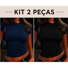 kit 2 Blusa Feminina Manga Curta Baby tee