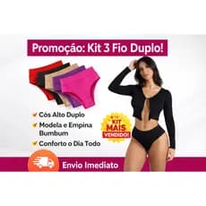 Kit 3 Calcinhas Fio Duplo Feminina Cós Alto – Empina Bumbum e Conforto