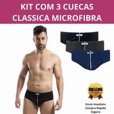Kit 3 Cuecas Clássicas em Microfibra  Conforto e Elegância em Cada Peça