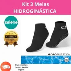 3 Pares  Meia Hidroginástica Antiderrapante Selene Original