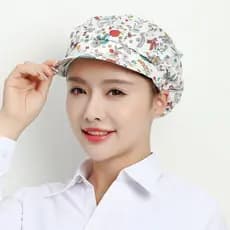 Gorro de trabalho estampado touca cozinheira respirável ajustável para cozinha industrial clínica salão de beleza cobert