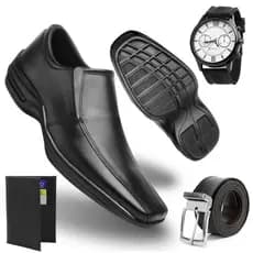 Sapato social italiano premium leve confortavel calce fácil preto + Acessorios