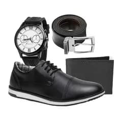 Sapato social italiano oxford esporte fino preto + Relógio + cinto + Carteira