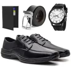 Sapato social eventos igreja trabalho preto + Acessorios