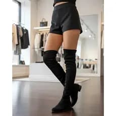 Bota Feminina sapato Cano Alto Montaria Over The Knee Camurça