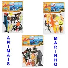 BRINQUEDO INFANTIL KIT DE ANIMAIS MARINHO DE BORRACHA - 1 KIT 3 MODELOS DIVERSOS - HM TOYS - 2309