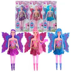 Brinquedo Boneca Menina Fada Borboleta Com Asas - Meche As Asas Com Botão - Articulada - HM TOYS