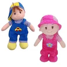 Brinquedos Boneca De Pano Menina E Menino Pelúcia Roupinha Rosa E Azul 40 Cm Bebe Fofinho
