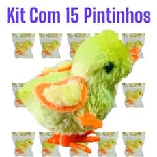 KIT com 15 Pintinhos Amarelinho Amarelos Brinquedo Divertido De Pelúcia A Corda Infantil --- HM TOYS