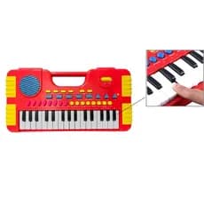 Teclado Vermelho Infantil Musical Eletrônico Brinquedos Pedagógico Piano 32 Teclas Botao Coloridos