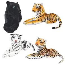 0nça Leopardo Pintada - Pantera Preta / Tigre - Tigre branco De Pelúcia Realista Deitado Safari