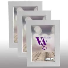 kit 3 Porta Retrato 10x15 cm Vidro Branco