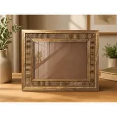 Moldura Larga Porta Retrato Betume Relevo 15x21 Largo Super Luxo
