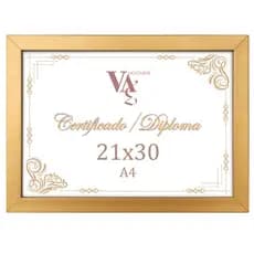 Moldura Quadro Diploma Certificado 21x30 cm Dourado Rico