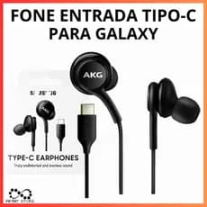 Fone De Ouvido Com Fio Tipo C AKG Com Microfone Para Galaxy S20 FE S21 S22 S23 S24 S25