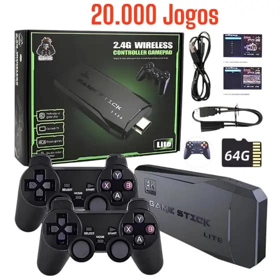 Video game Stick 4K Com 20000 Jogos 64gb  com 2 Controles