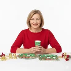 Kit 3 peças Ceia De Natal copo prato e bandeja Natal