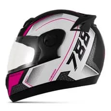 Capacete Fechado Evolution 788 Feminino cor rosa com Branco G 6 Pro Tork.