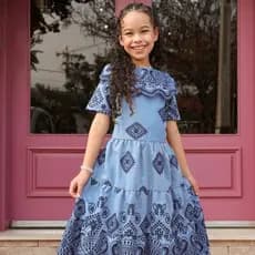 Vestido De Lese Evangélico Juvenil Para Meninas Manga Curta