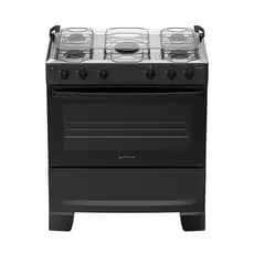 Fogão 5 Bocas à Gás Atlas Mônaco Plus Acendimento Automático e Mesa de Inox Preto Bivolt