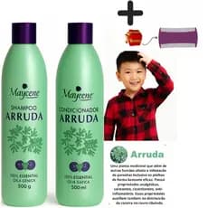 Kit Shampoo + Condicionador De Arruda Mata Piolho E Lêndeas Limpeza e Proteção Sem Sal 500ml
