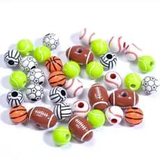 Entremeio Bola Esportes Diversos 50 Unidades Miçangas Bola Futebol Tênis Vôlei Basquete Beisebol