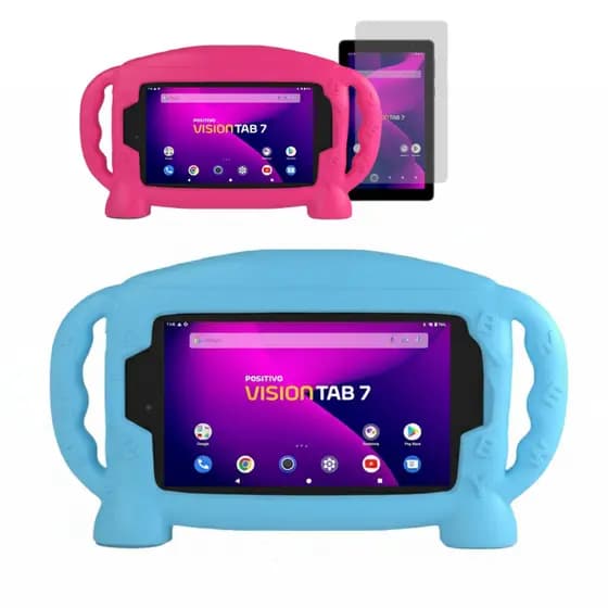 Capa Infantil com Alça + Pelicula hidrogel para Tablet Positivo Vision Tab 7