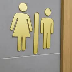 Placa Banheiro Acrilica Sinalização Feminino Masculino Espelhado
