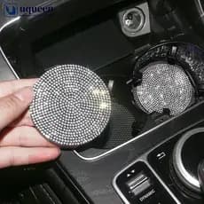 UQ 2Pcs porta-copos de carro strass antiderrapante à prova de choque de sílica gel suporte de copo acessórios internos
