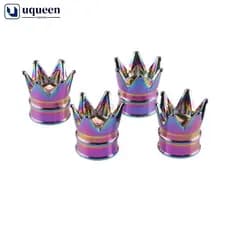 UQUEEN 4Pcs Tampa Da Haste Válvula De Alumínio Para Pneus Roda Coroa Colorida Tampas De Poeira De Ar Carros C5D1