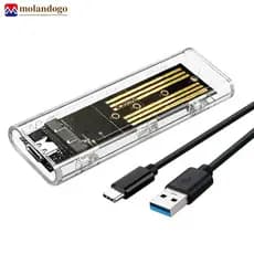 Milandogo M . 2 Transparente NVME PCIe NGFF SATA Protocolo Duplo SSD Case USB Tipo C 5 Gbps 10 PCI-E M2 Gabinete Externo