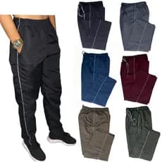 Calça Tactel Lisa Masculina Detalhes 3 Bolsos