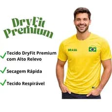 Camiseta Dry Fit Masculina Copa Estampa do Brasil