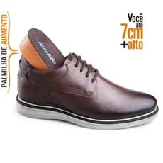 Sapato Masculino Rafarillo +7cm Altura Boston Couro Discreto Elegante Dia a Dia