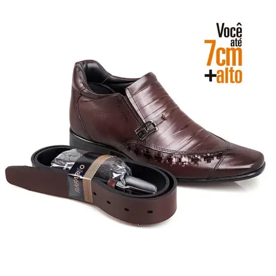 Kit 4 em 1 Sapato social Rafarillo Las Vegas Alth + Cinto de couro legitimo + meia + calçadeira
