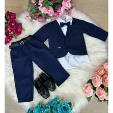 Conjunto Meninos Kanga Social Bruno Azul Marinho Terno