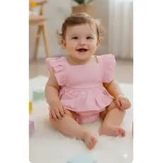 Romper Rosa Bebê Menina Verão Mesversario Princesas
