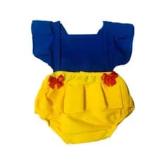 Romper Jardineira Vestido Branca de Neve Mesversário