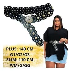 Cinto Boho Chic Feminino Com Fivela Prata Modinha Country Plus size
