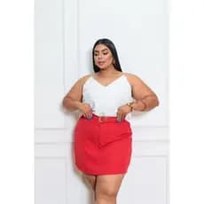 Short Saia Plus Size Alfaiataria com Cinto Encapado várias cores Verão