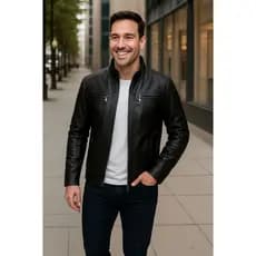 Jaqueta Masculina De Couro Slim Forrada