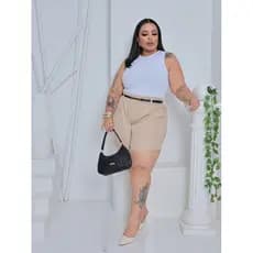 Shorts Alfaiataria Plus Size Social Modelador Verão